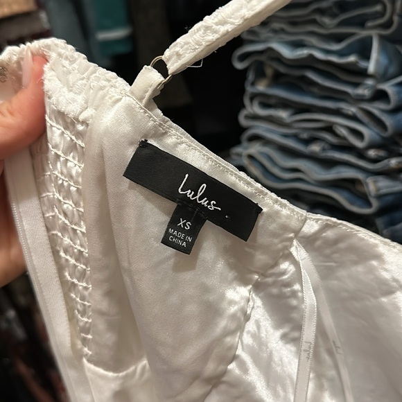 White Embroidered Lulus Dress - Picture 4 of 4